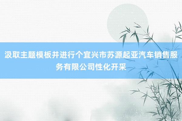 汲取主题模板并进行个宜兴市苏源起亚汽车销售服务有限公司性化开采